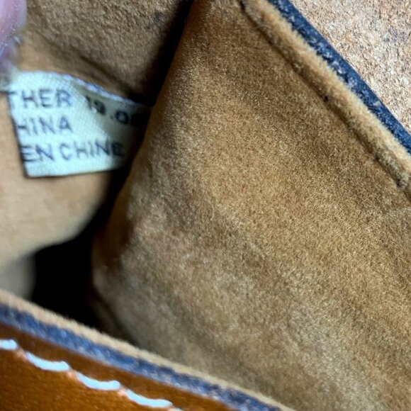 PATRICIA NASH Heritage Tan Leather Snap Flap Envelope Clutch Wristlet Flaw - Picture 7 of 8